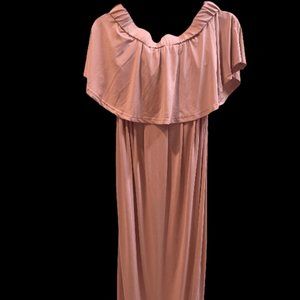Floor length, light pink, size Small, Shein, off shoulder dress